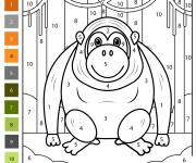 Coloriage Orang-outan style cartoon par num&eacute;ro
