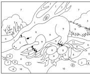 Coloriage Ornithorynque par num&eacute;ro &agrave; colorier