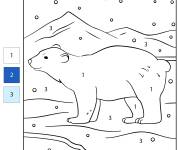 Coloriage Ours blanc par num&eacute;ro