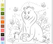 Coloriage Ours mange du miel par num&eacute;ro