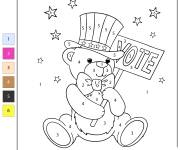 Coloriage Ours mignon pendant le jour d'&eacute;lection