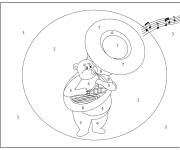 Coloriage Ours musicien num&eacute;rot&eacute;