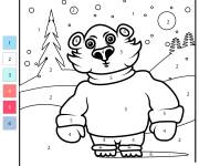 Coloriage Ours polaire dans la foret par num&eacute;ro