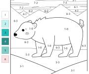 Coloriage Ours polaire en Soustraction par num&eacute;ro