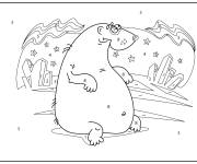 Coloriage Ours polaire style dessin anim&eacute; par num&eacute;ro