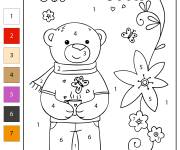 Coloriage Ourson aimable par num&eacute;ro