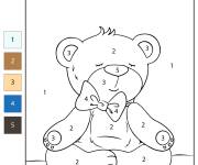 Coloriage Ourson en peluche num&eacute;rot&eacute;