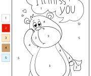 Coloriage Ourson mal &agrave; l'aise par num&eacute;ro