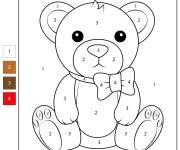 Coloriage Ourson mignon assis par num&eacute;ro