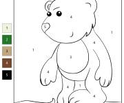 Coloriage et dessins gratuit Ourson par num&eacute;ro en maternelle à imprimer
