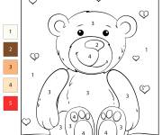 Coloriage Ourson Teddy par num&eacute;ro