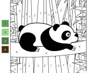 Coloriage Panda se balance sur l'arbre