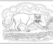 Coloriage Panth&egrave;re avec les yeux ouverts par num&eacute;ro