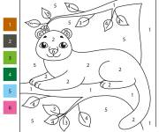 Coloriage Panth&egrave;re mignon se repose sur l'arbre