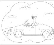 Coloriage Panth&egrave;re sur une voiture d&eacute;capotable num&eacute;rot&eacute;