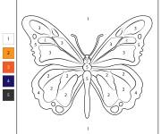 Coloriage Papillon ouvrant ses ailes par num&eacute;ro 1-5