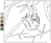 Coloriage Paresseux &agrave; crini&egrave;re par num&eacute;ro