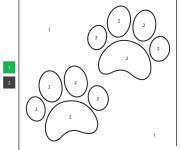 Coloriage Patte de chien facile num&eacute;rot&eacute; de 1-2