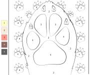 Coloriage Patte de chien num&eacute;rot&eacute;
