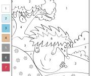 Coloriage Paysage de H&eacute;risson par num&eacute;ro