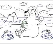 Coloriage Paysage de l'ours polaire de No&euml;l par num&eacute;ro