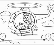 Coloriage Paysage de singe dans un h&eacute;licopt&egrave;re par num&eacute;ro