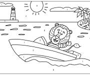 Coloriage Paysage du Lion au bateau par num&eacute;ro