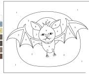 Coloriage Petit chauve souris au vol par num&eacute;ro
