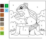 Coloriage Petit d&eacute;jeuner du Tamia par num&eacute;ro