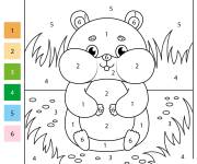 Coloriage Petit Hamster en mangeant par num&eacute;ro
