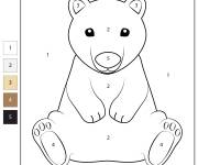 Coloriage Petit Ours blanc par num&eacute;ro