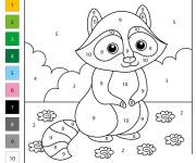 Coloriage Petit Raton laveur par num&eacute;ro