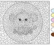 Coloriage Petit singe magique par num&eacute;ro difficile