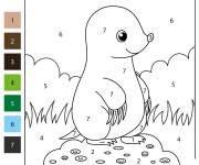 Coloriage Petit Taupe num&eacute;rot&eacute;