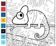 Coloriage Petite Cam&eacute;l&eacute;onne parmi les feuilles