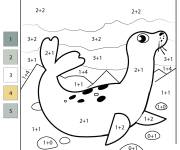 Coloriage Phoque en addition par num&eacute;ro
