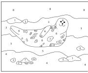 Coloriage Phoque heureux pour enfants par num&eacute;ro