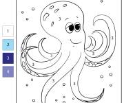 Coloriage Pieuvre mignon par num&eacute;ro