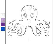 Coloriage Pieuvre num&eacute;rot&eacute; de 1-4