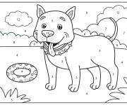Coloriage Pitbull animal adorable cp par num&eacute;ro