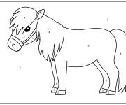 Coloriage Poney facile num&eacute;rot&eacute; de 1-7