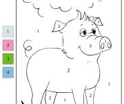 Coloriage Porc par num&eacute;ro