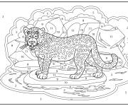 Coloriage Portrait de Jaguar par num&eacute;ro avec motifs