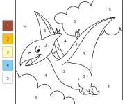 Coloriage Pt&eacute;rodactyle style cartoon par num&eacute;ro