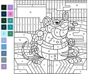 Coloriage Rat par num&eacute;ro difficile