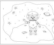 Coloriage Raton laveur astronaute num&eacute;rot&eacute;