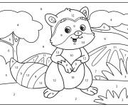 Coloriage Raton laveur heureux par num&eacute;ro