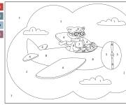 Coloriage Raton laveur pilote son avion num&eacute;rot&eacute;