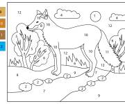 Coloriage Renard animal sauvage par num&eacute;ro