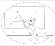 Coloriage Renard apprends les math&eacute;matiques &agrave; l'&eacute;cole
